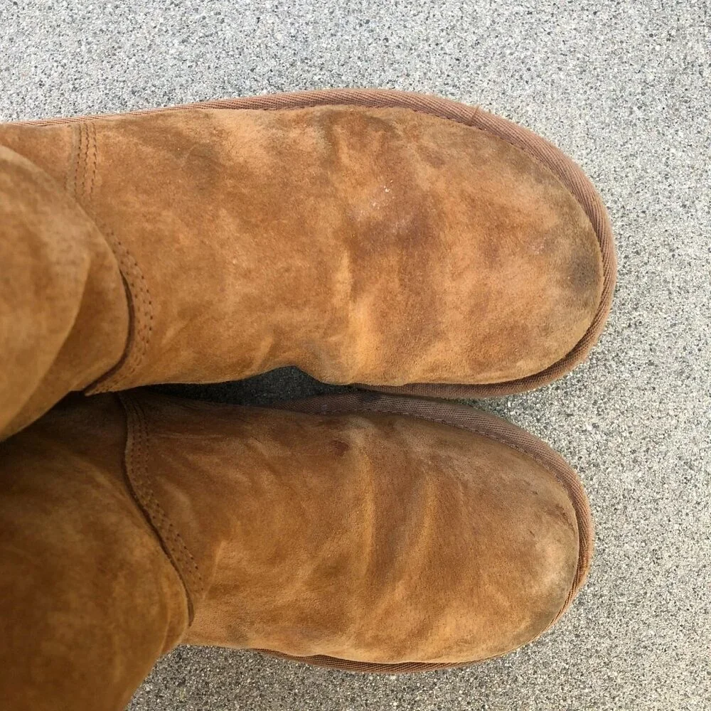 UGG Australia Kenly Tall Boots 6 W Brown Chocolate Leather Shearling 1890 Shoes‌